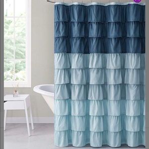 Blue Ombré Ruffle Shower Curtain